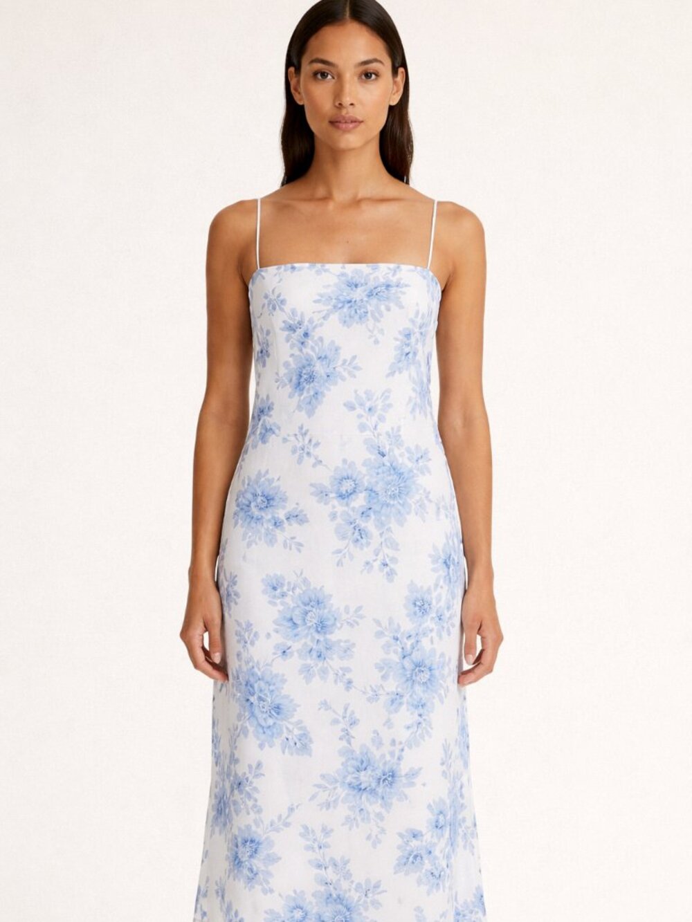 Womens Strapless Blue Floral Maxi Dress Convertible Halter Criss Cross Back